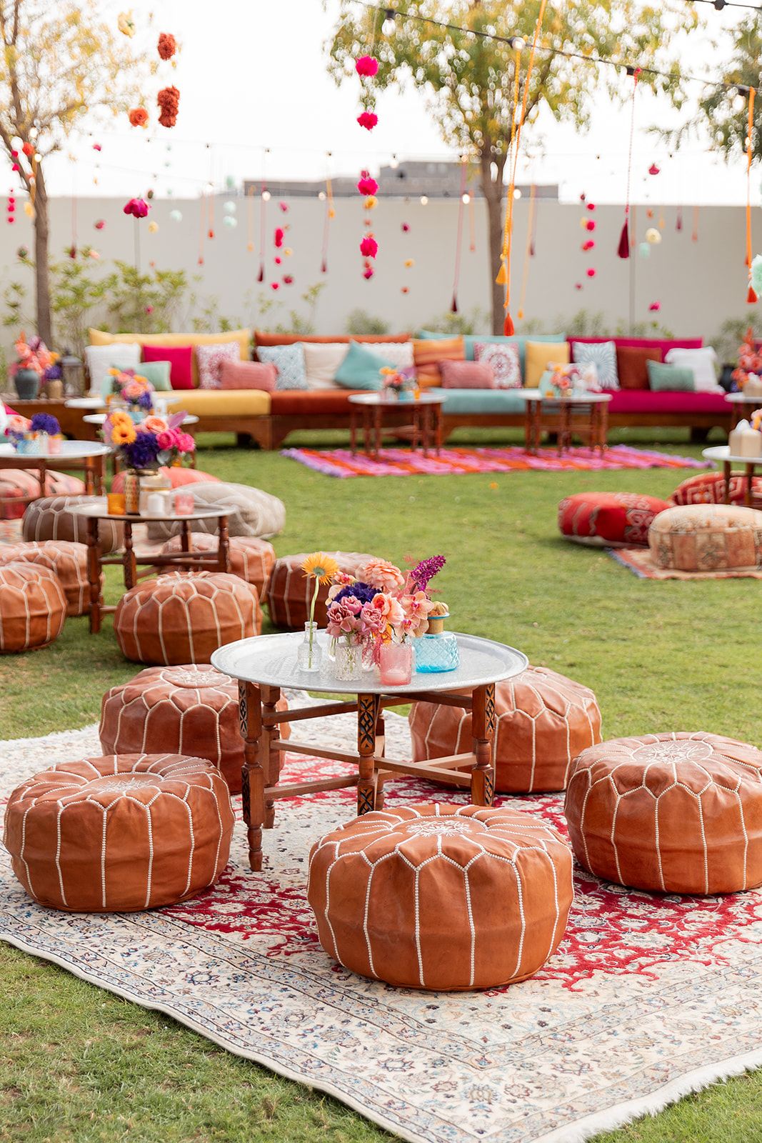 Colourful mehndi function setup